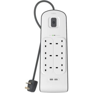 Belkin 6 Way/6 Plug Surge Protection Strip With 2 Meters Cord Length - Heavy Duty Electrical Extension Socket With 2 X 2.4 A Shared Usb Ports - Image 4