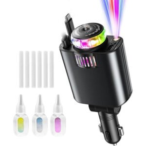 Aroma Starlight Car Charger,45W Fast Charging Adapter,5 in 1 Retractable Starry Stars Projection Car Chargers,Charger Adapter Cars Aromatherapy Diffuser for Essential Oils, Cars USB Cable