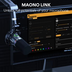 MAONO PD200X USB/XLR Dynamic Mic for Singing, PC, YouTube Recording. Professional Microphone with Programmable Software and 0-Latency Monitoring, Volume Contro - Image 3