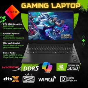 HP OMEN Gaming Laptop, 16 Inch 2K 144Hz FHD IPS Display, Intel Core Ultra 7 255H, 16GB RAM, 1TB SSD, GeForce RTX 5060 8GB GPU, English Keyboard, Windows 11 Home, Shadow Black - Image 7