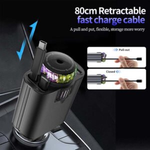 Aroma Starlight Car Charger,45W Fast Charging Adapter,5 in 1 Retractable Starry Stars Projection Car Chargers,Charger Adapter Cars Aromatherapy Diffuser for Essential Oils, Cars USB Cable - Image 4