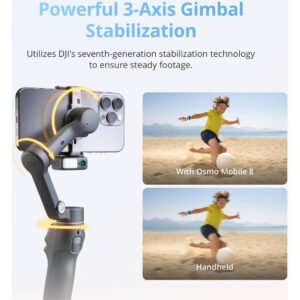 DJI Osmo Mobile 8 Gimbal Stabilizer for Phone, Native Tracking with Audio & Lighting, 360 Pan Rotation, Built-in Extension Rod & Tripod, 10h Battery, Extension Rod, Robust 3-Axis Stabilization - Image 8