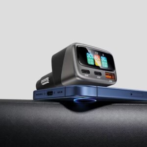 Green Lion Drive Core 105W Car Charger with 3-Ports Fast Charging Adapter, PD 45W Type-C, QC 30W USB-A, Zinc Alloy with TFT Voltage Monitor, for iPhone & Samsung, Light and Thin Laptops & Tablets, Zinc Alloy + Flame Retardant PC Material - Gray - Image 4