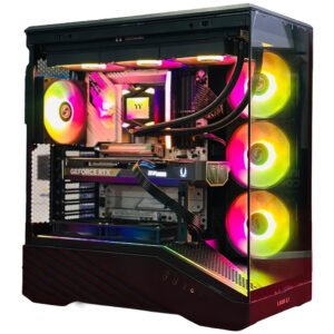 Asus Vector Z890 Gaming PC Workstation with Intel Core Ultra 9 285K (24 cores, up to 5.7GHz), 32GB DDR5 RAM, 16GB RTX 5070 Ti graphics, 360mm AIO liquid cooling, 7 ARGB fans, 850W PSU, and Windows 11, Lian Li V100R Case